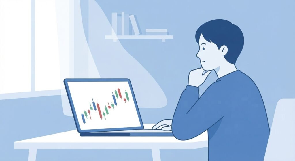 Person reviewing a cryptocurrency price chart before deciding whether to invest