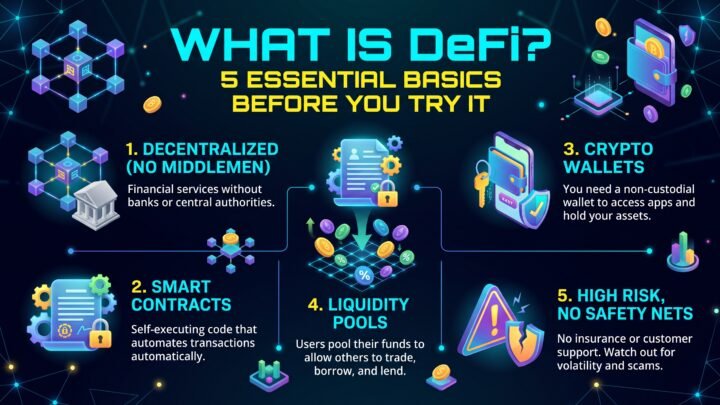 what is DeFi - illustration of money moving directly between users without a bank
